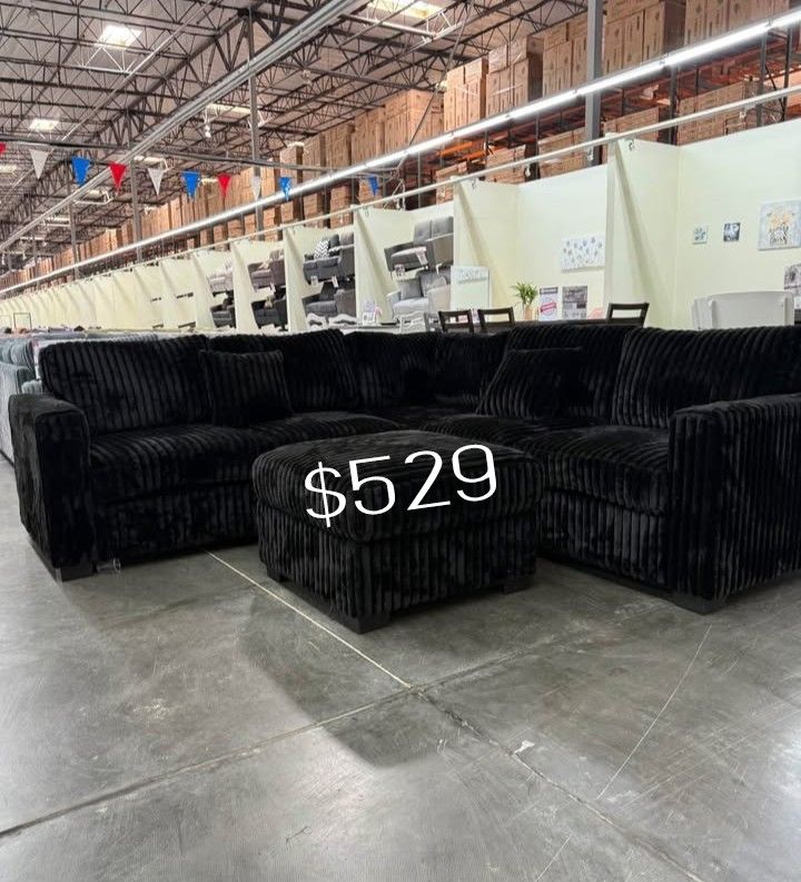 Stylish‼️ Fur-like Jumbo Corduroy Sectional Sofa Set Brand New 