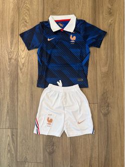 Youth Toddler France Home blue jersey ,  size 18(4t) and 24( youth m/l)