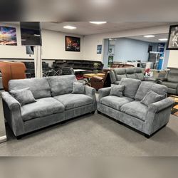 Dark Gray corduroy 2 pc sofa and loveseat set
