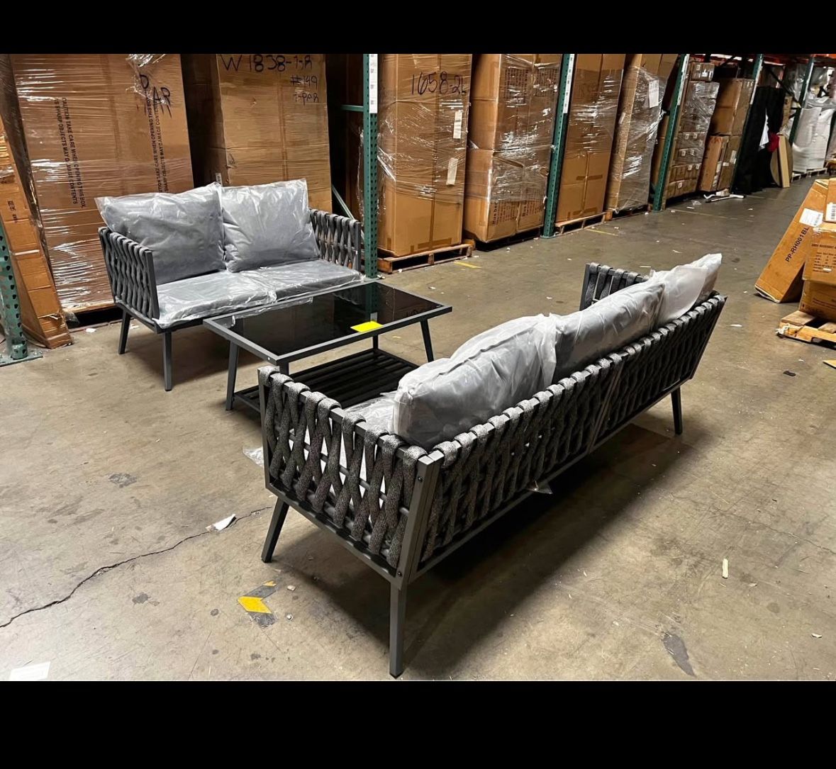 New 3 Pieces Outdoor Patio Furniture Set Sofa Loveseat Table