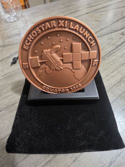 EchoStar XI Satellite Launch Bronze Medallion with Display Base (2008)