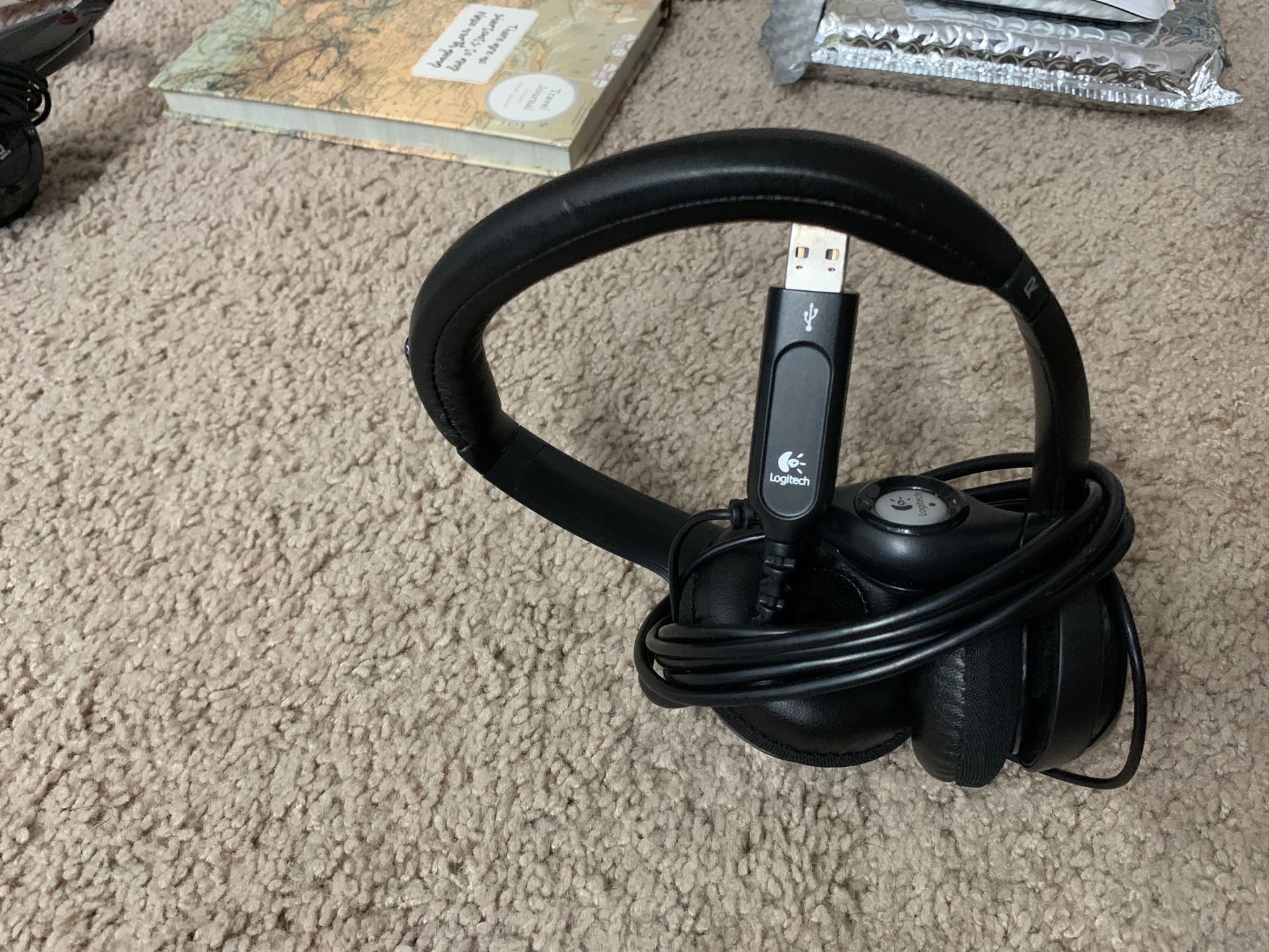 Logitech on-ear headphones with mic