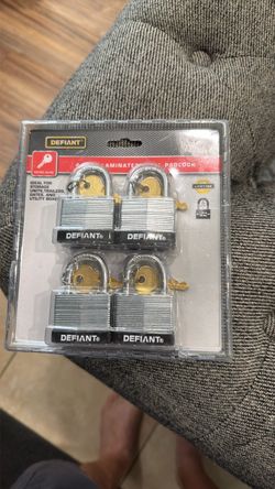 Defiant Laminated Steel Padlocks 4-Pack