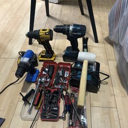 Makita Drill,  De Walt Drill And Husky Bag