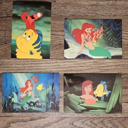 VTG LOT OF 4 WALT DISNEY THE LITTLE MERMAID MADE IN US A GLOSSY POST CARDS 