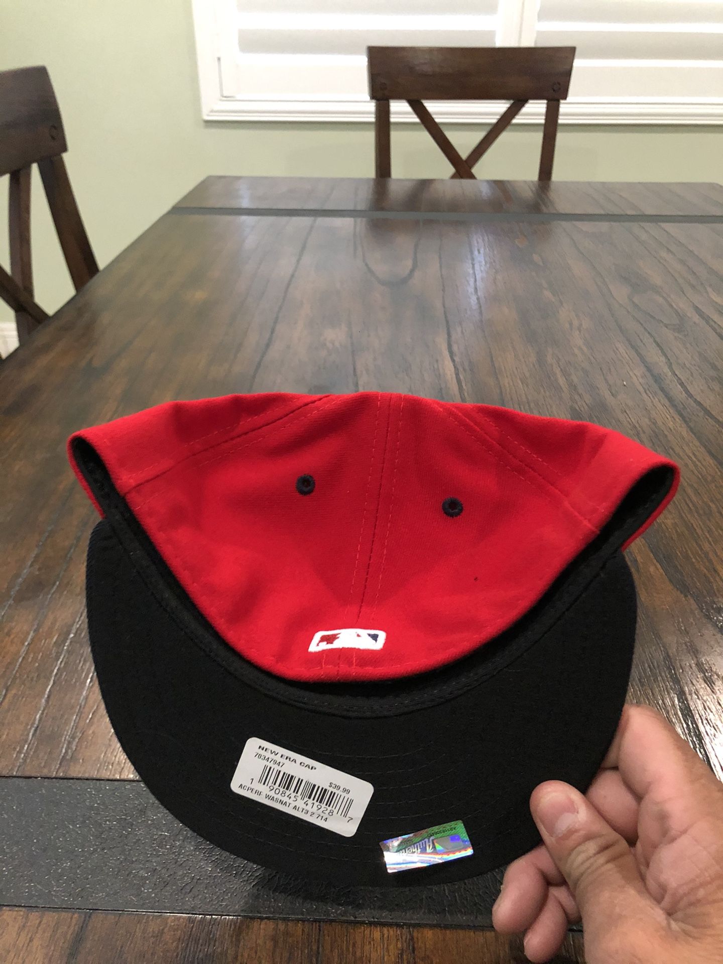 MLB New Era Washington Nationals Red Blue Brim 59fifty Fitted Hat Size 7 1/4