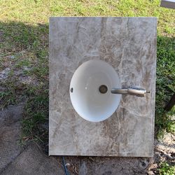 Marble vanity top  sink. And force it. Like new