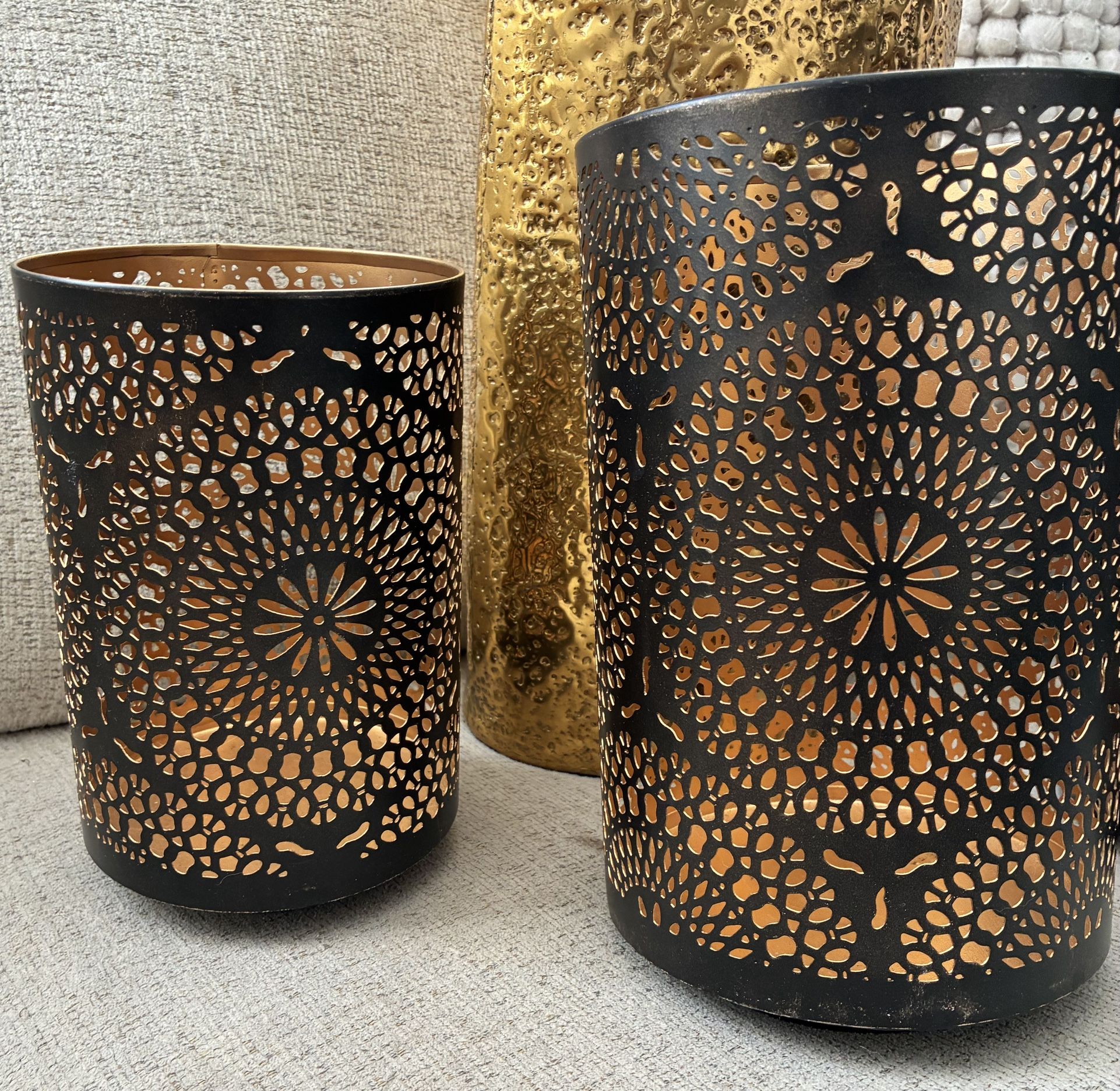 Indoor /outdoor Candle Holders - Gold/ brown