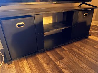 Black TV Stand with Storage Bins