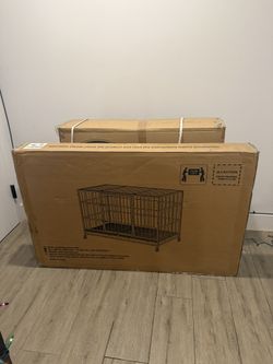 CAMMOO 48" Heavy Duty Dog Crate Cage with 4 Lockable Wheels for Indoor & Outdoor,XL Kennel for Large Dog,Max Load 300Lbs