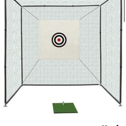 10X10X10FT Golf Practice Net Cage w/Metal Frame Hitting Net Kit Indoor Outdoor