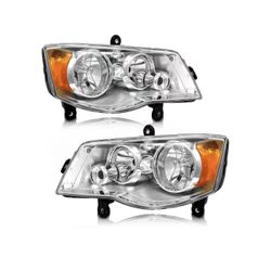 🥨Compatible with 2011-2020 Dodge Grand Caravan Headlights Assembly for 11-20 Dodge Grand Caravan 08-16 Chrysler Town & Country Factory Style Chrome