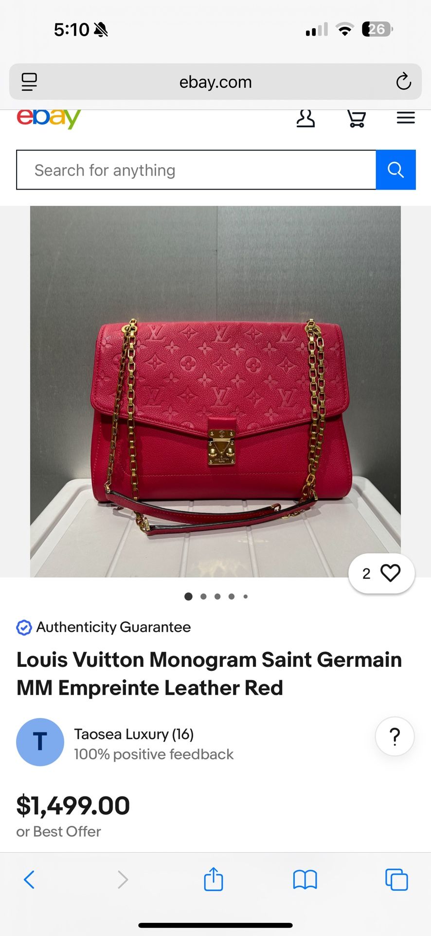 Louis Vuitton monogram Saint Germaine MM Empriente