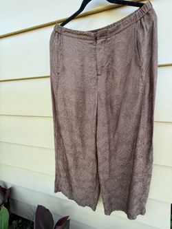 Vintage Jacquard High-Waisted Wide-Leg Pants / Trousers - Taupe / Brown (Size M/L)