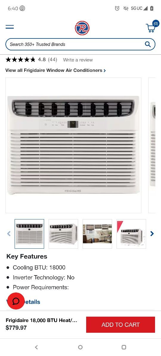 Frigidaire 18000 BTU Combo Window Unit (AC & Heater)