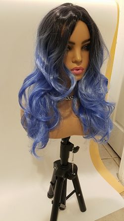 Long Blue Wavy Wig