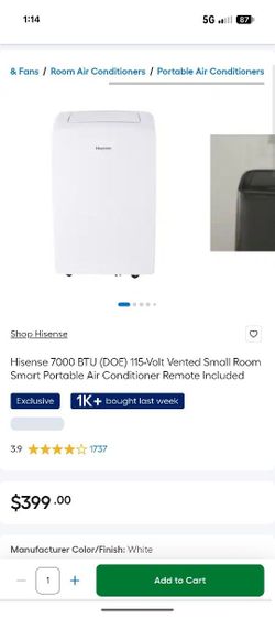 Hisense 7000 BTU Portable AC Unit