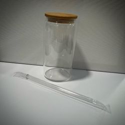 16oz Glass Libby With Bamboo Lid and Straw