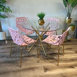 Pink Gold Modern Dining Set