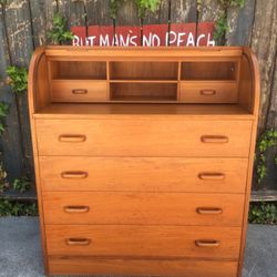 MCM Teak Roll top Writing Desk