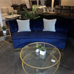 Blue curved Sofa