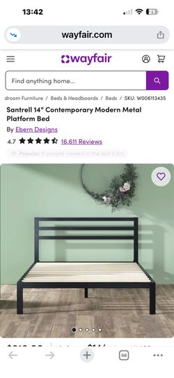 Free full size black metal bed frame, missing slats