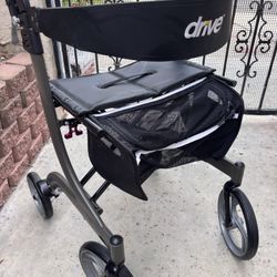 Drive Medical F22 Heavy Duty Rollator Walker Black Foldable With Seat Sturdy