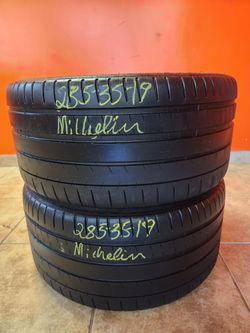285 35ZR 19 MICHELIN PILOT SUPER SPORT TIRES 2853519 USED TIRES (PAIR) MOUNT BALANCE INCLUDED