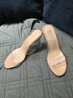 Clear Strap Block Heel Mule Sandals