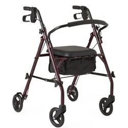 Medline Rollator Medical Transport Walker Brand New In Box Hand Brake Seat Cushion Light Weight 