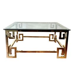 Mastercraft Brass Coffee Table Greek Key Accent