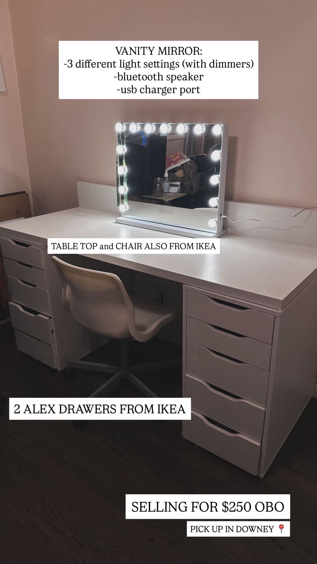 Vanity Mirror With Ikea Alex drawer desk