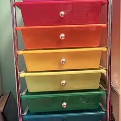 10 Drawer Rolling Cart With Rainbow Drawers 