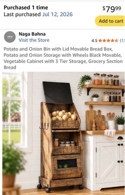 In Portage Park 3-Tier Vegetable Storage Bin on Wheels