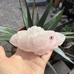 Rose Quartz Carved Rose 11.6 Ounces