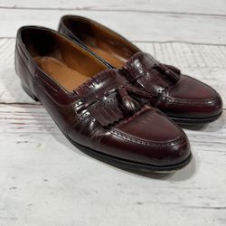 Bostonian Men's Sz 10.5 Kiltie Tassel Loafer dress Shoes burgundy Leather 26958