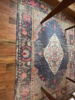 Navy Vintage Style Area Rug 6'7"×9