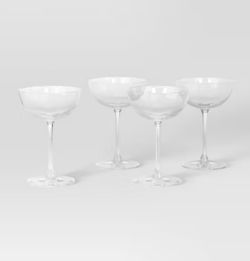 Set of 4 Clear Coupe  Glasses
