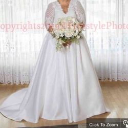 Satin Strapless Heart Shape Top Wedding Dress, Veil, Bolero and Robe