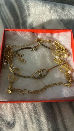 Vintage Bracelet with L initial & Necklace