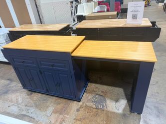 80"-48" Extendable Kitchen Island with Extended Dining Table and Power Outlet,Large Mobile Kitchen Storage Islands with 2 Storage Drawers