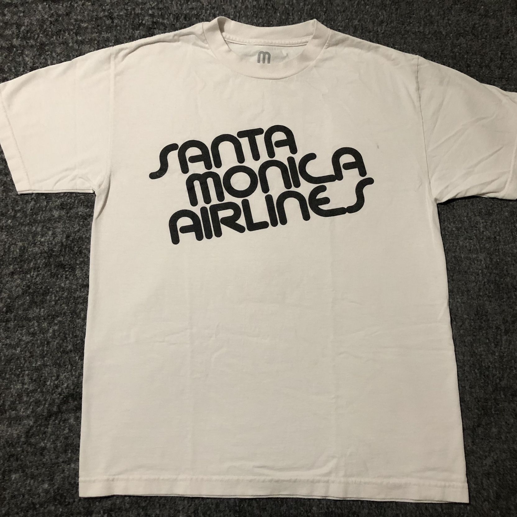SMA Santa Monica Airlines White/Black Skateboard VTG T-Shirt Natas 