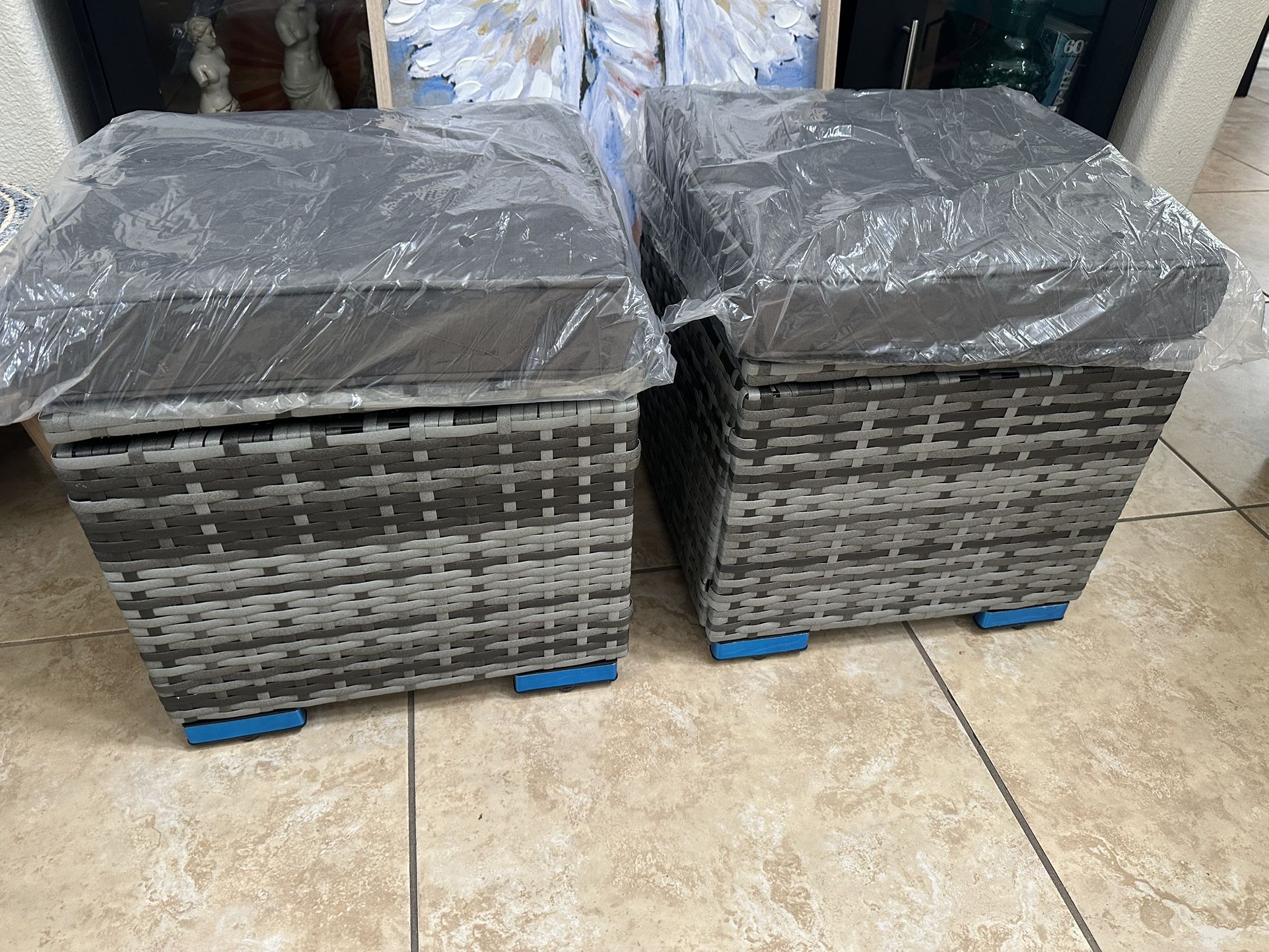 Set Of Two Storage And Sitting Ottomans NEW! Never Used!