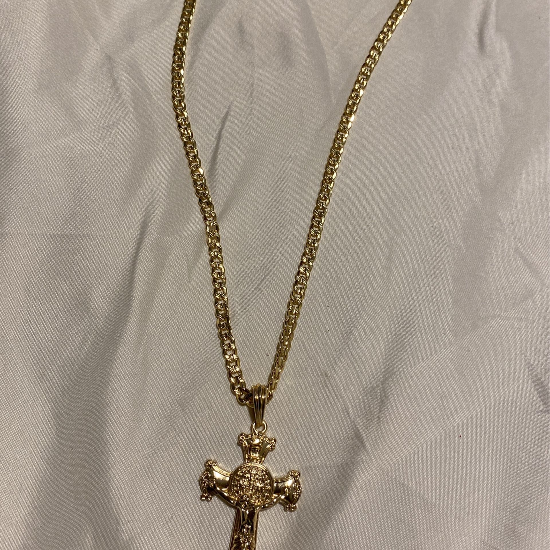 Real Gold Chain Cross 