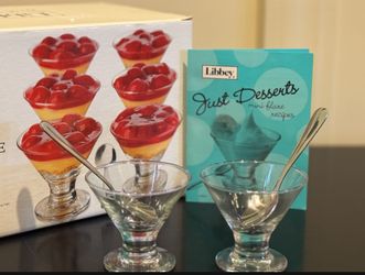 Libbey Just Desserts Mini Flare Glass Dessert 2.7 Oz Dishes W/ Mini Spoon