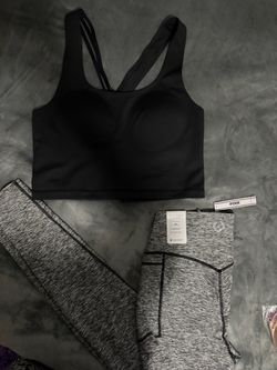 Black Sports Bra and Gray Leggings Set
