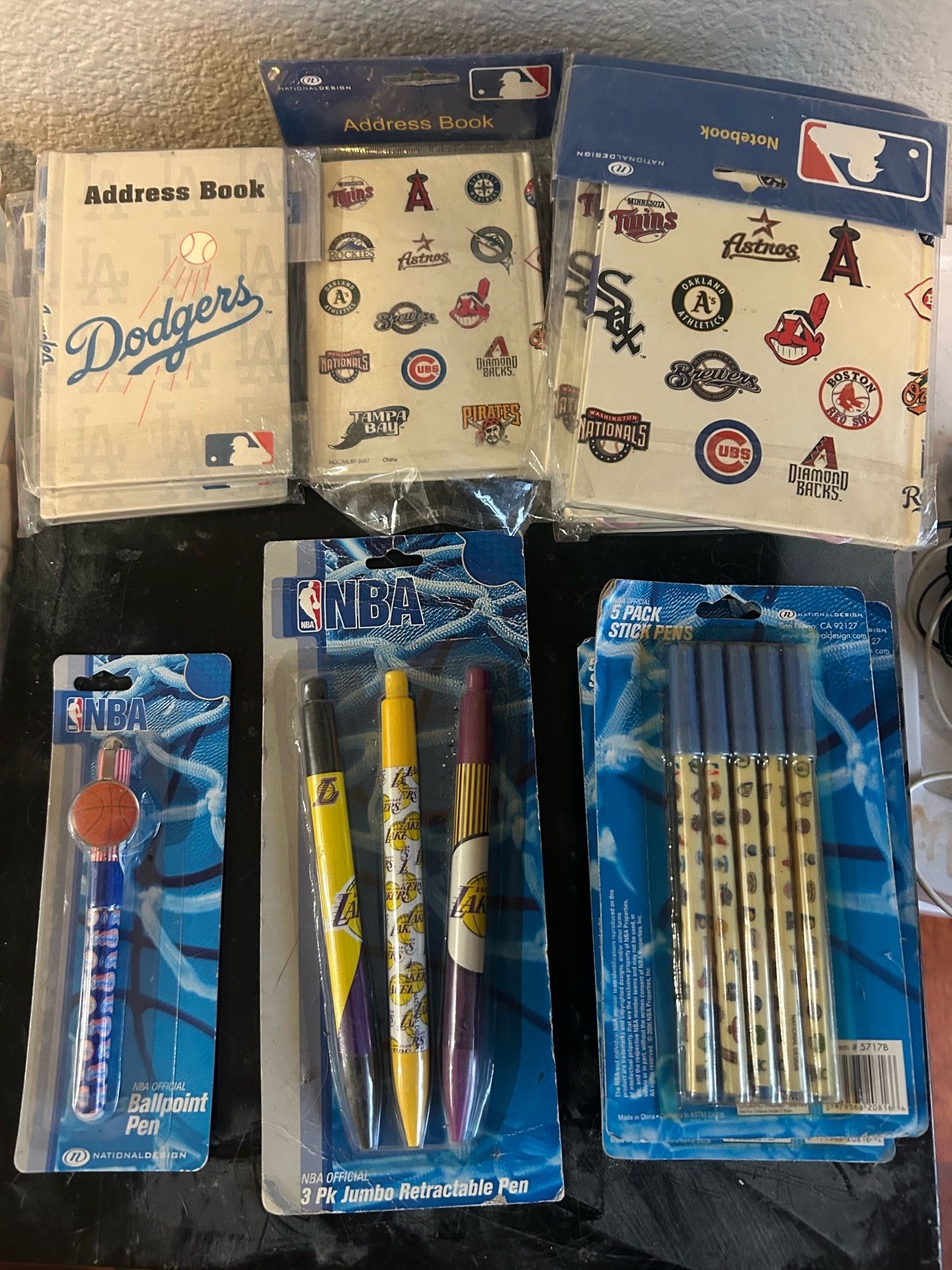 MLB & NBA Stationery Bundle – Dodgers, Lakers, Pens & Notebooks