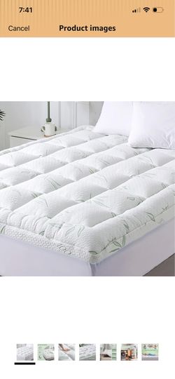 Mattress Topper Queen, Soft Pillow Top Mattress Topper with Deep Pocket Fits 8–21 Inch,7D Spiral Fiber Filling, Bamboo Viscose Air Layer Queen Mattres