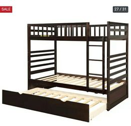 New in box twin over twin with trundle mattresses not included