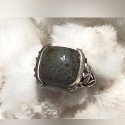 Connemara Marble Ring Set In Sterling Silver, Made In Ireland SZ. 7